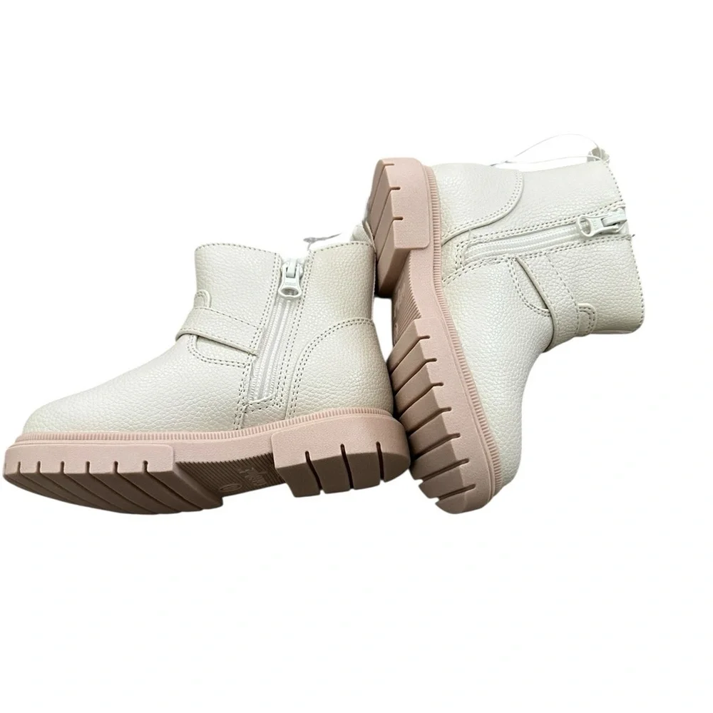 Toddler Girls Cat & Jack Evie Ankle Boots Cream Soft Faux Leather